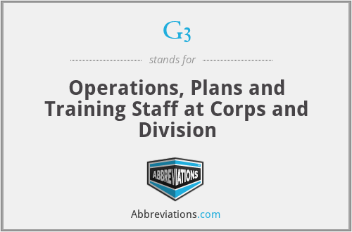 G3 - Operations, Plans and Training Staff at Corps and Division