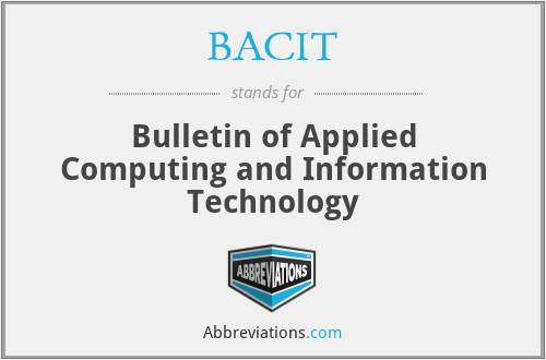 BACIT - Bulletin of Applied Computing and Information Technology