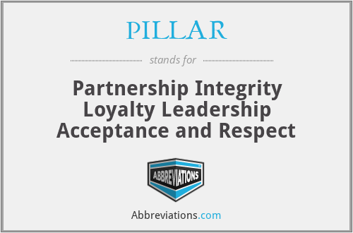 PILLAR - Partnership Integrity Loyalty Leadership Acceptance and Respect