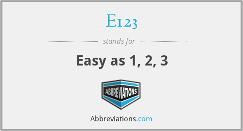 E123 - Easy as 1, 2, 3