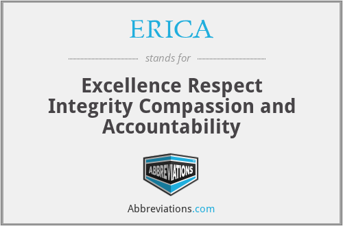 ERICA - Excellence Respect Integrity Compassion and Accountability