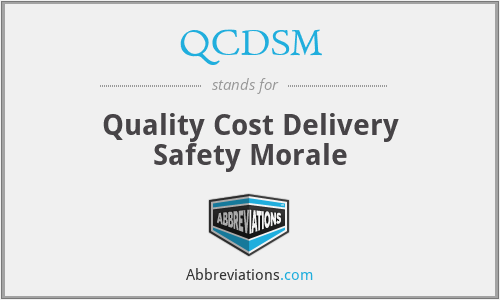 QCDSM - Quality Cost Delivery Safety Morale
