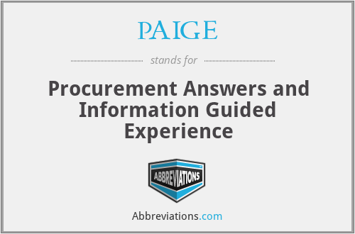 PAIGE - Procurement Answers and Information Guided Experience