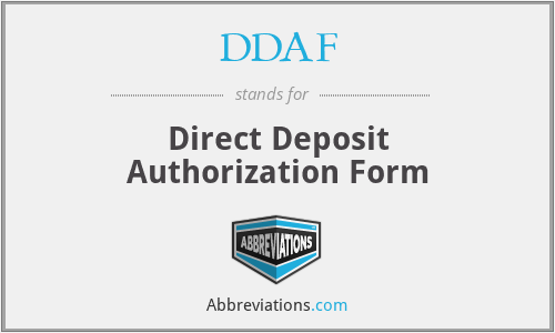 DDAF - Direct Deposit Authorization Form