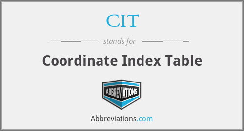 CIT - Coordinate Index Table