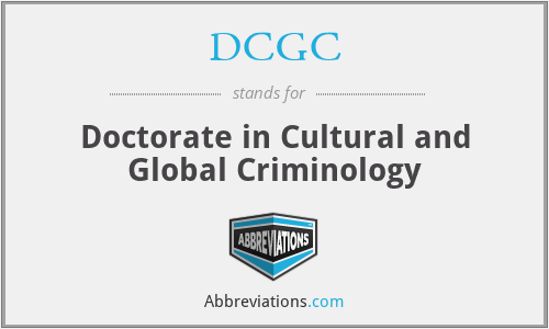 DCGC - Doctorate in Cultural and Global Criminology