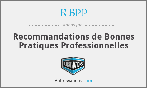 RBPP - Recommandations de Bonnes Pratiques Professionnelles