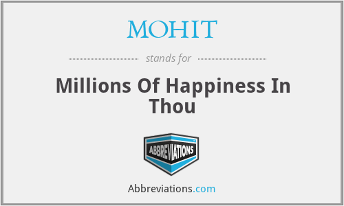 MOHIT - Millions Of Happiness In Thou