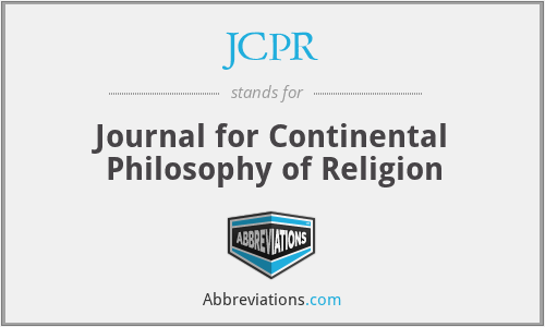 JCPR - Journal for Continental Philosophy of Religion