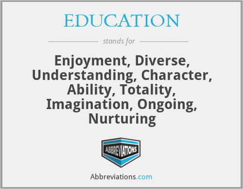 EDUCATION - Enjoyment, Diverse, Understanding, Character, Ability, Totality, Imagination, Ongoing, Nurturing