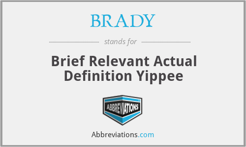 BRADY - Brief Relevant Actual Definition Yippee