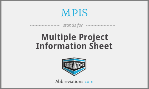 MPIS - Multiple Project Information Sheet