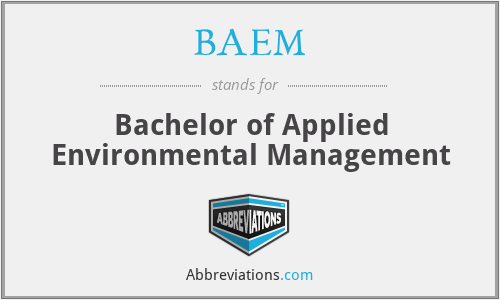 BAEM - Bachelor of Applied Environmental Management