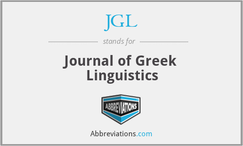 JGL - Journal of Greek Linguistics