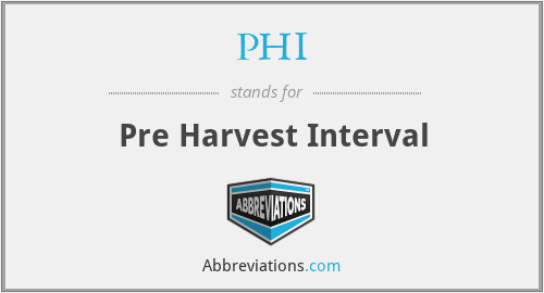 PHI - Pre Harvest Interval