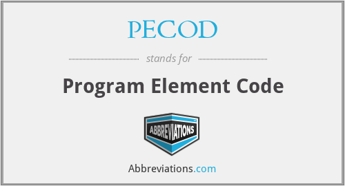 PECOD - Program Element Code
