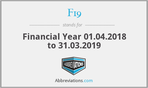 F19 - Financial Year 01.04.2018 to 31.03.2019