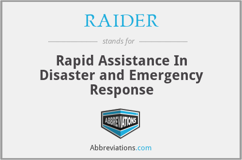 RAIDER - Rapid Assistance In Disaster and Emergency Response