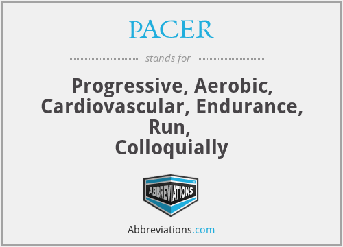 PACER - Progressive, Aerobic, Cardiovascular, Endurance, Run, 
Colloquially