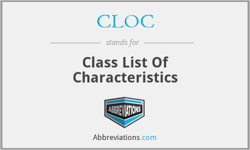CLOC - Class List Of Characteristics