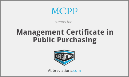MCPP - Management Certificate in Public Purchasing