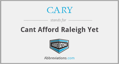 CARY - Cant Afford Raleigh Yet