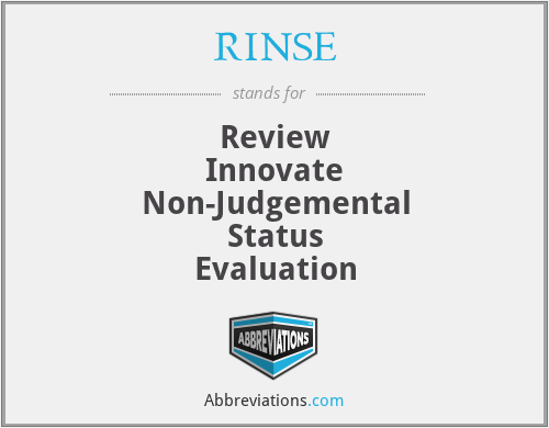 RINSE - Review
Innovate
Non-Judgemental
Status
Evaluation