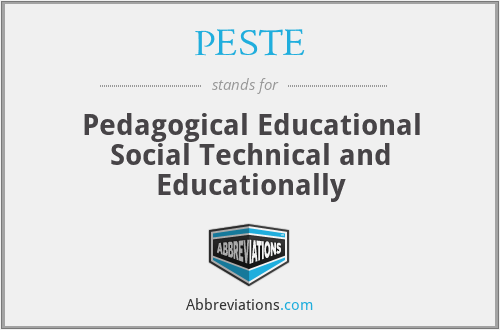 PESTE - Pedagogical Educational Social Technical and Educationally
