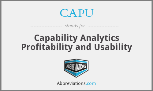 CAPU - Capability Analytics Profitability and Usability