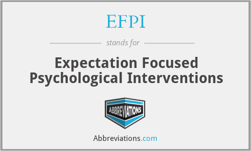 EFPI - Expectation Focused Psychological Interventions