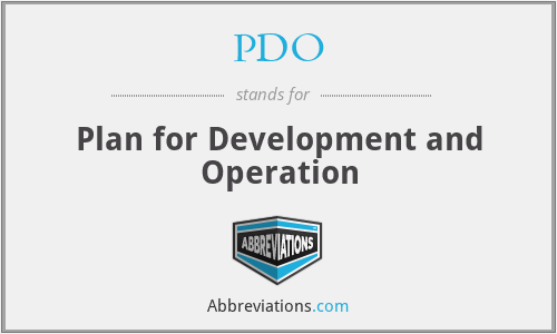PDO - Plan for Development and Operation
