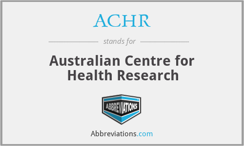 ACHR - Australian Centre for Health Research