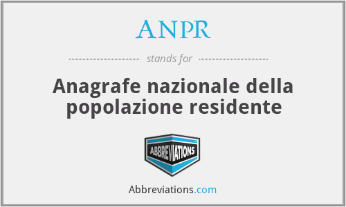ANPR - Anagrafe nazionale della popolazione residente