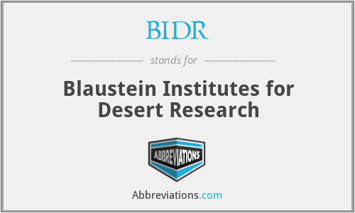 BIDR - Blaustein Institutes for Desert Research
