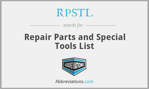 RPSTL - Repair Parts and Special Tools List