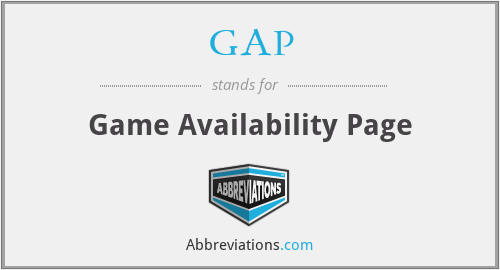 GAP - Game Availability Page