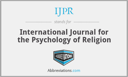 IJPR - International Journal for the Psychology of Religion