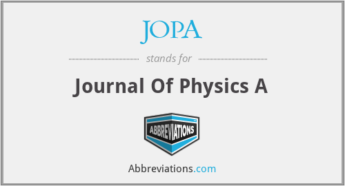 JOPA - Journal Of Physics A