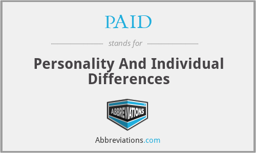 PAID - Personality And Individual Differences