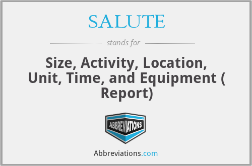 SALUTE - Size, Activity, Location, Unit, Time, and Equipment ( Report)