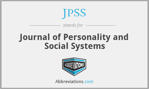 JPSS - Journal of Personality and Social Systems