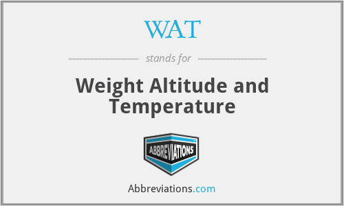 WAT - Weight Altitude and Temperature