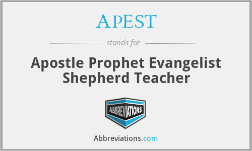 APEST - Apostle Prophet Evangelist Shepherd Teacher