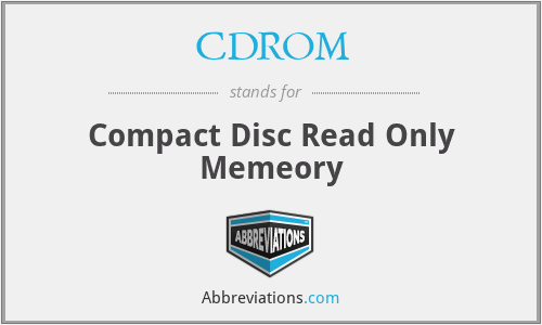 CDROM - Compact Disc Read Only Memeory