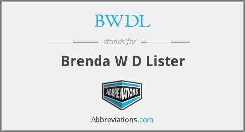 BWDL - Brenda W D Lister