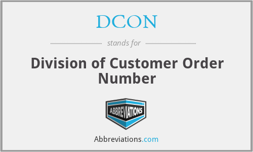 DCON - Division of Customer Order Number