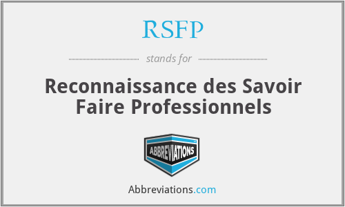 RSFP - Reconnaissance des Savoir Faire Professionnels