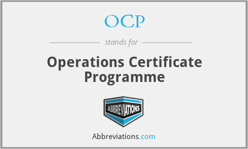 OCP - Operations Certificate Programme