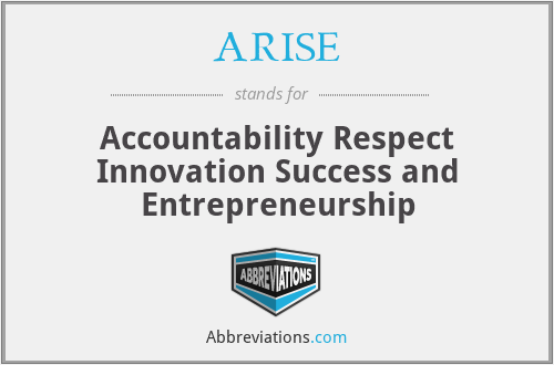 ARISE - Accountability Respect Innovation Success and Entrepreneurship