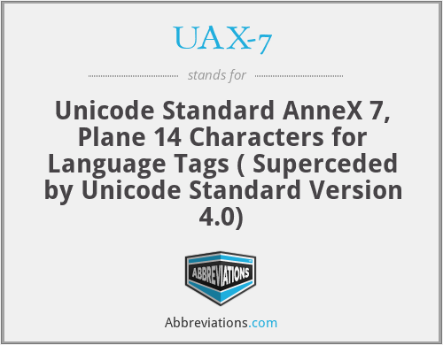 UAX-7 - Unicode Standard AnneX 7, Plane 14 Characters for Language Tags ( Superceded by Unicode Standard Version 4.0)